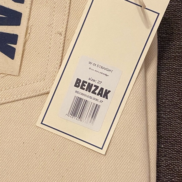 Benzak Denim W-01 Straight 12oz Ecru Selvedge Size 27 NWT - Picture 2 of 9